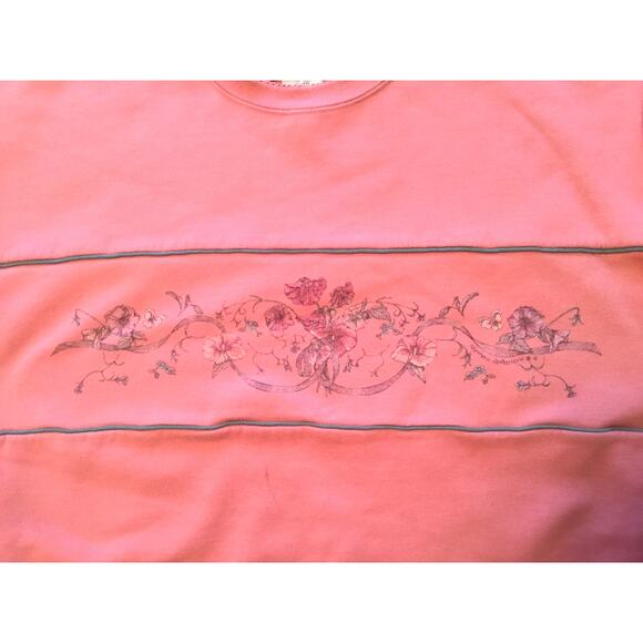 Northern Treasures Sweatshirt Pink Floral Trim Chest Sleeves - Picture 4 of 7